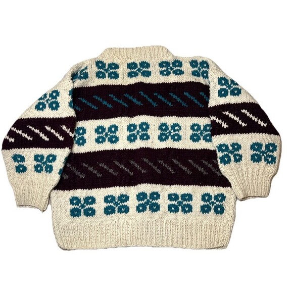 Ecuadorian Hand Knitted Wool Sweater Fair Isle Crew Neck Multicolor Unisex Large - Picture 2 of 10